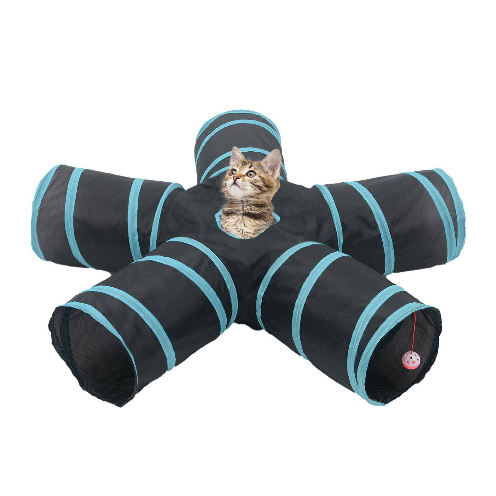 Foldable Cat Tunnel 4 Way Pop up Pet Kitten Training Toy Rabbit Play Tube UK