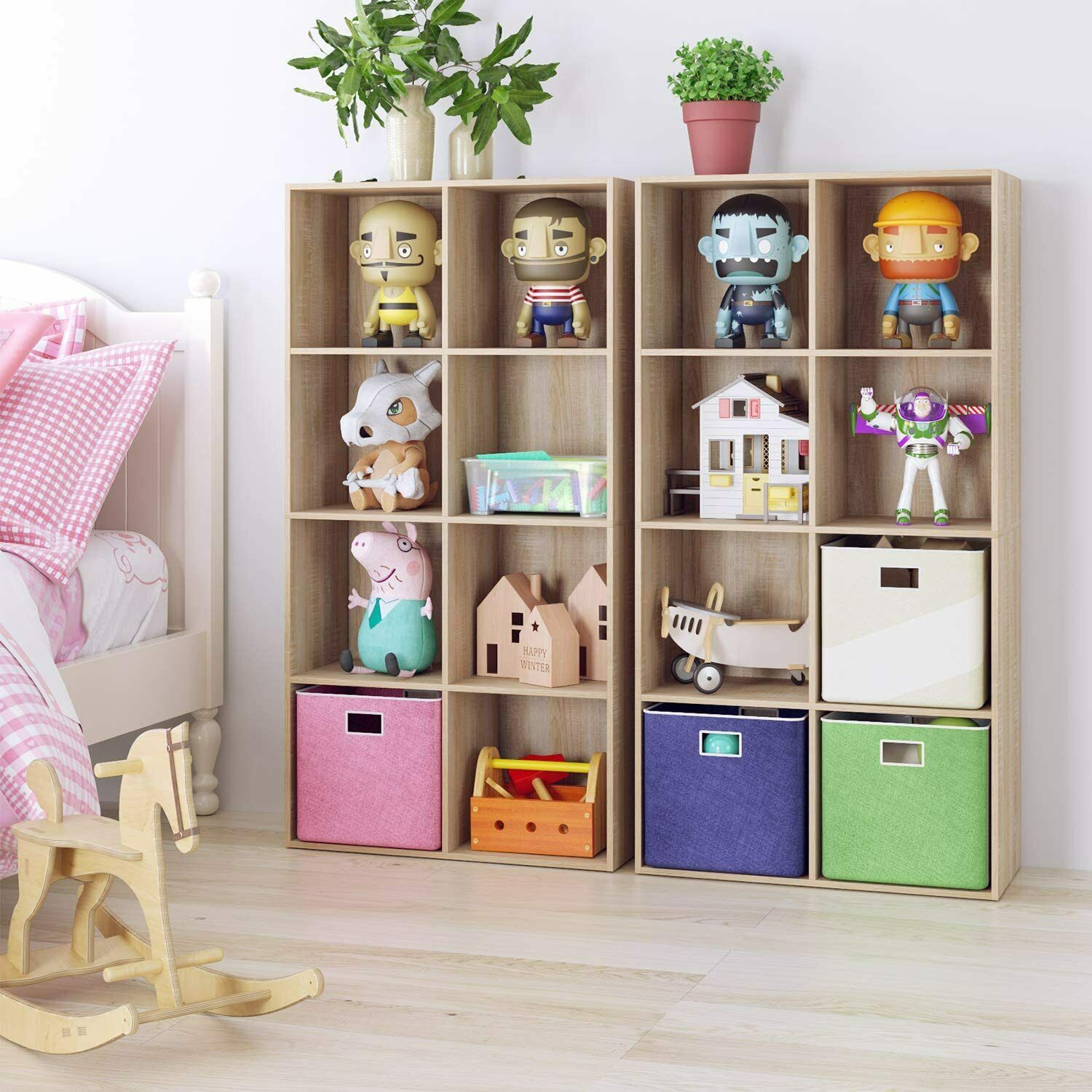 3/4/6/8Tier Wooden Bookcase Shelving Display Cube Organizer Shelves Storage Unit