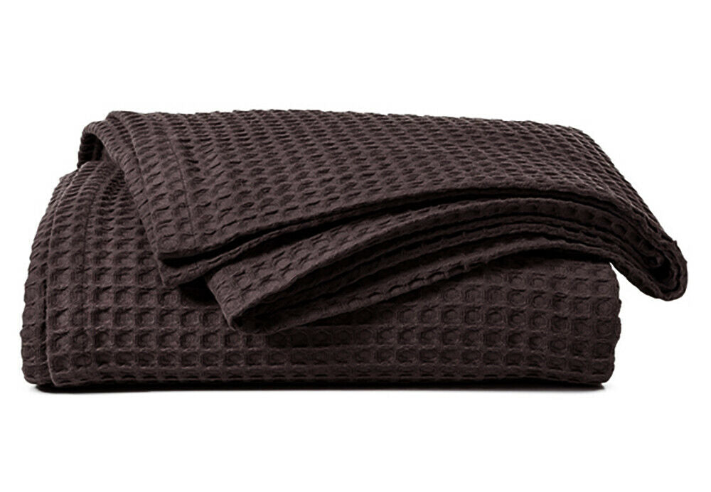 100% COTTON HONEYCOMB WAFFLE EFFECT WASHABLE SOFA BED CHAIR BLANKET THROW