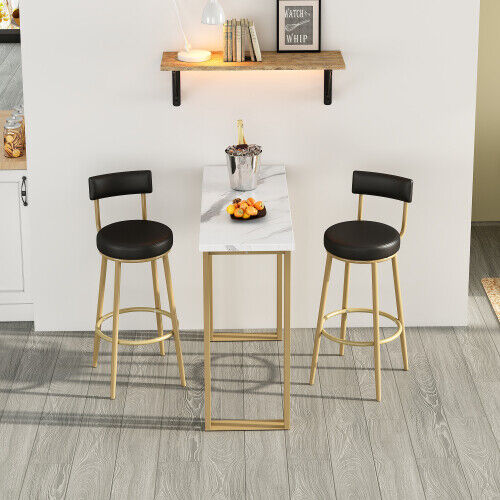 Bar Table and 2 Stools Set Breakfast Counter Height Kitchen Dining Room HT