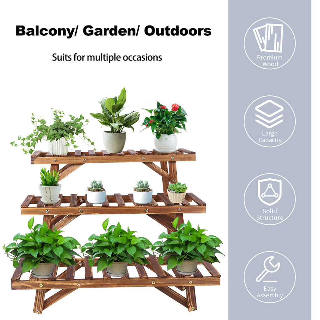 3 Pcs Corner Plant Shelf Rack Ladder Step Heavy Duty Flower Pot Stand Holder
