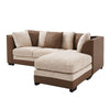 3 Seater Brown Beige Leather Fabric Sofa Armchair Couch with Footstool Option