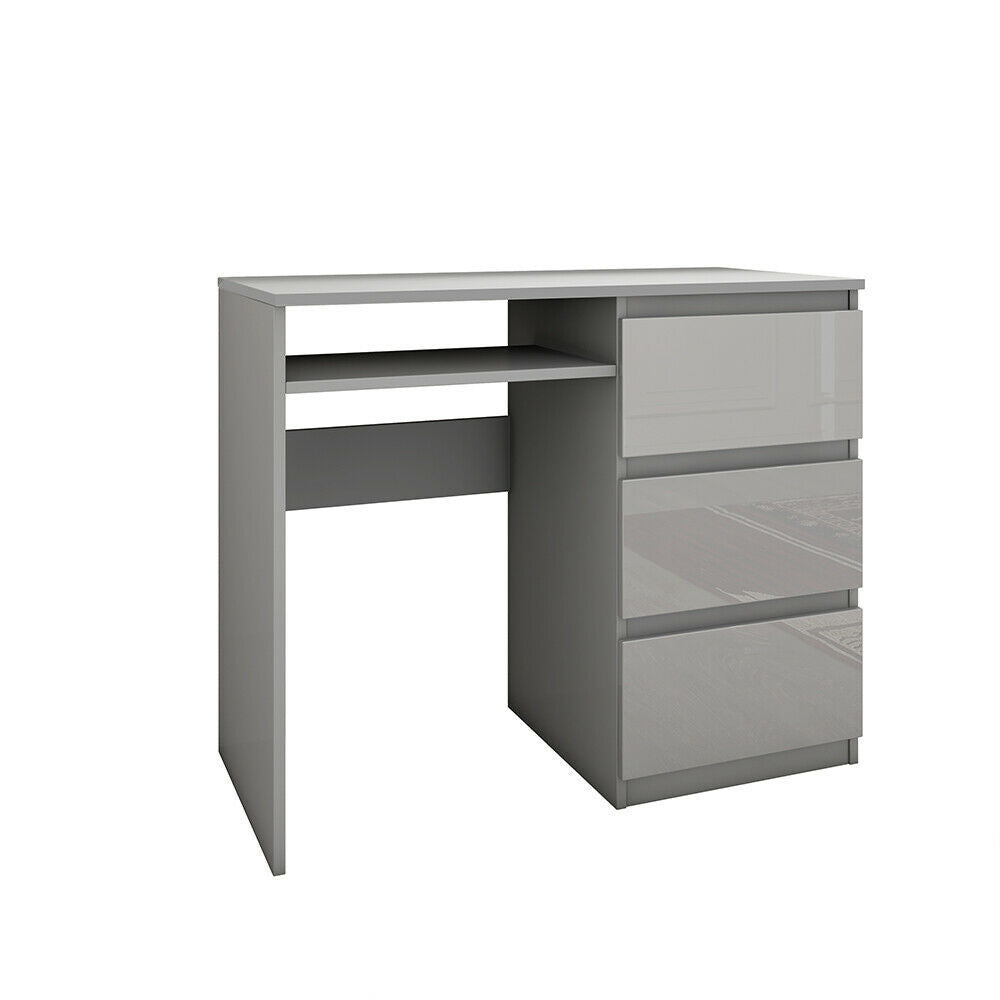 Grey High Gloss Drawer Computer PC Study Home Office Desk Makeup Dressing Table