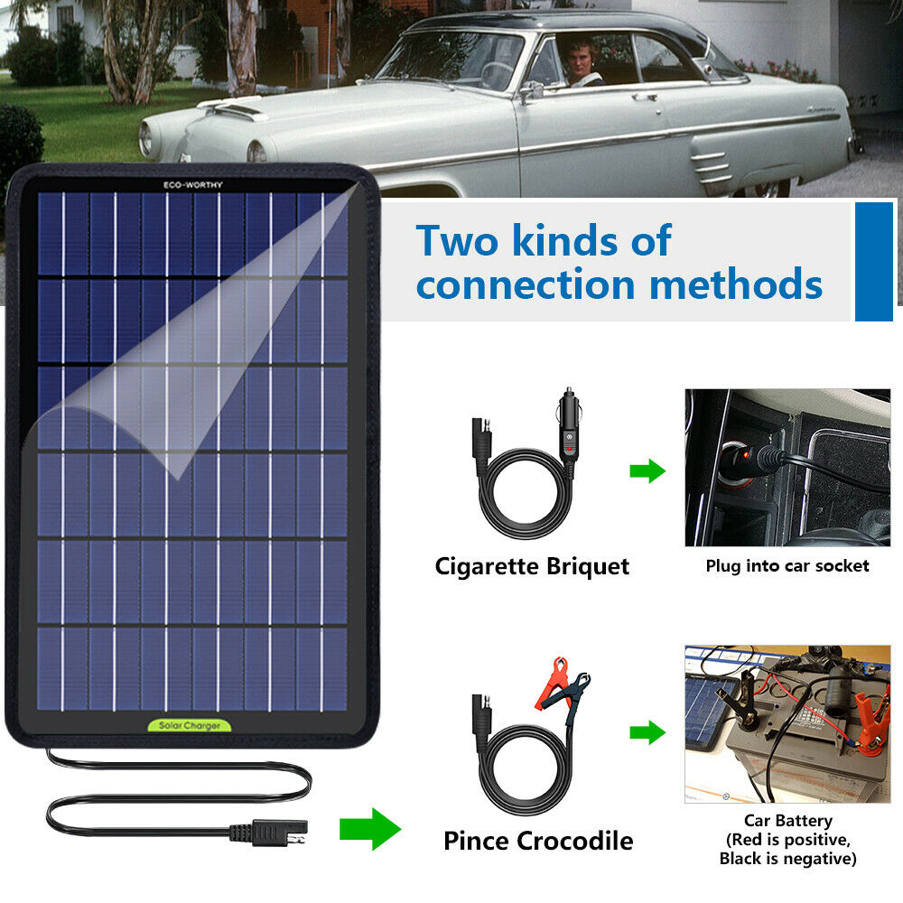 5 Watt 10W Solar Panel 12 Volt Trickle Battery Charger for Car Van Caravan Boat
