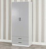 Tall Wooden 2 Door Wardrobe With 2 Drawers Bedroom Storage Hanging Bar Clothes