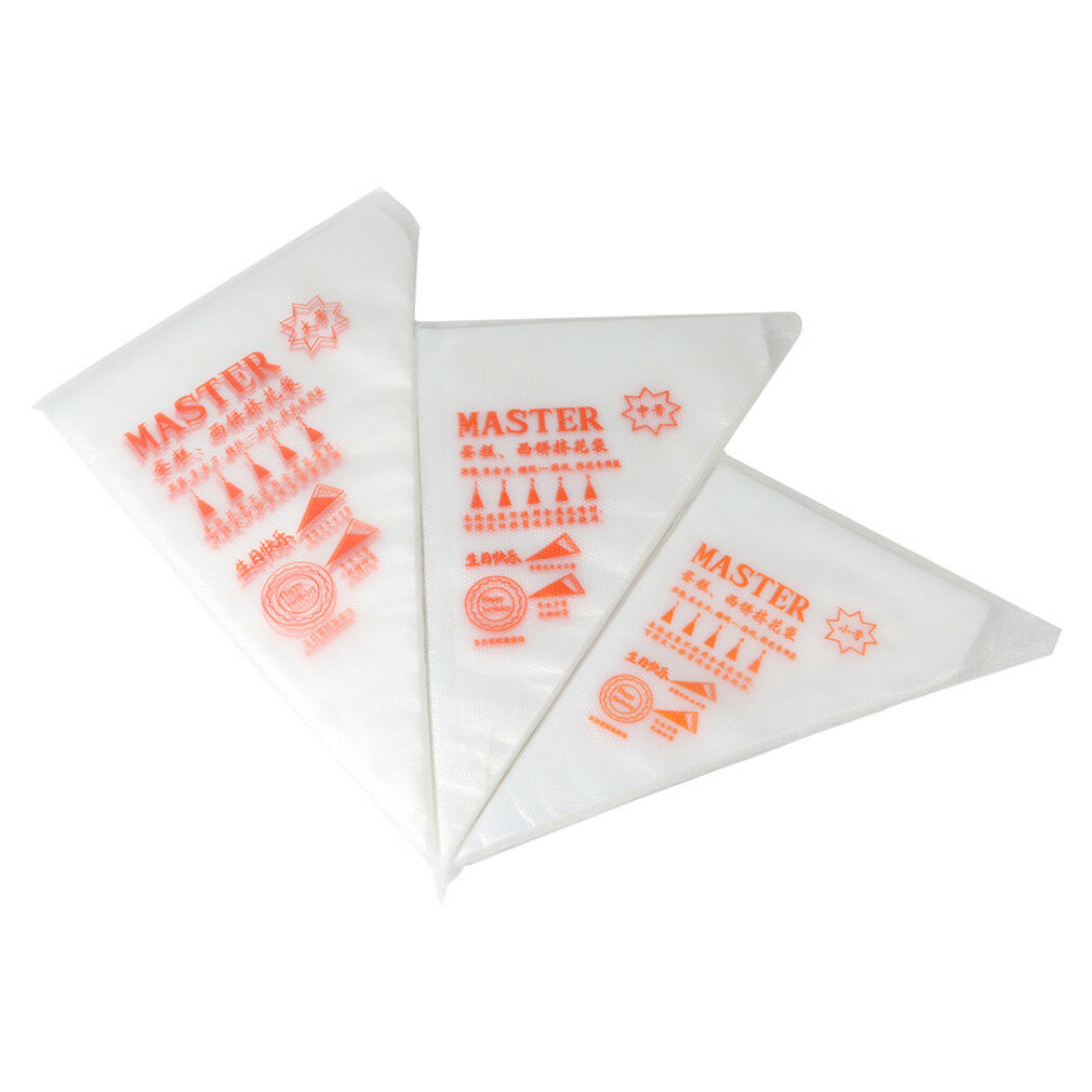 100 Pcs Plastic Disposable Icing Piping Pastry Bags Cake Decorating Tool 3 Size