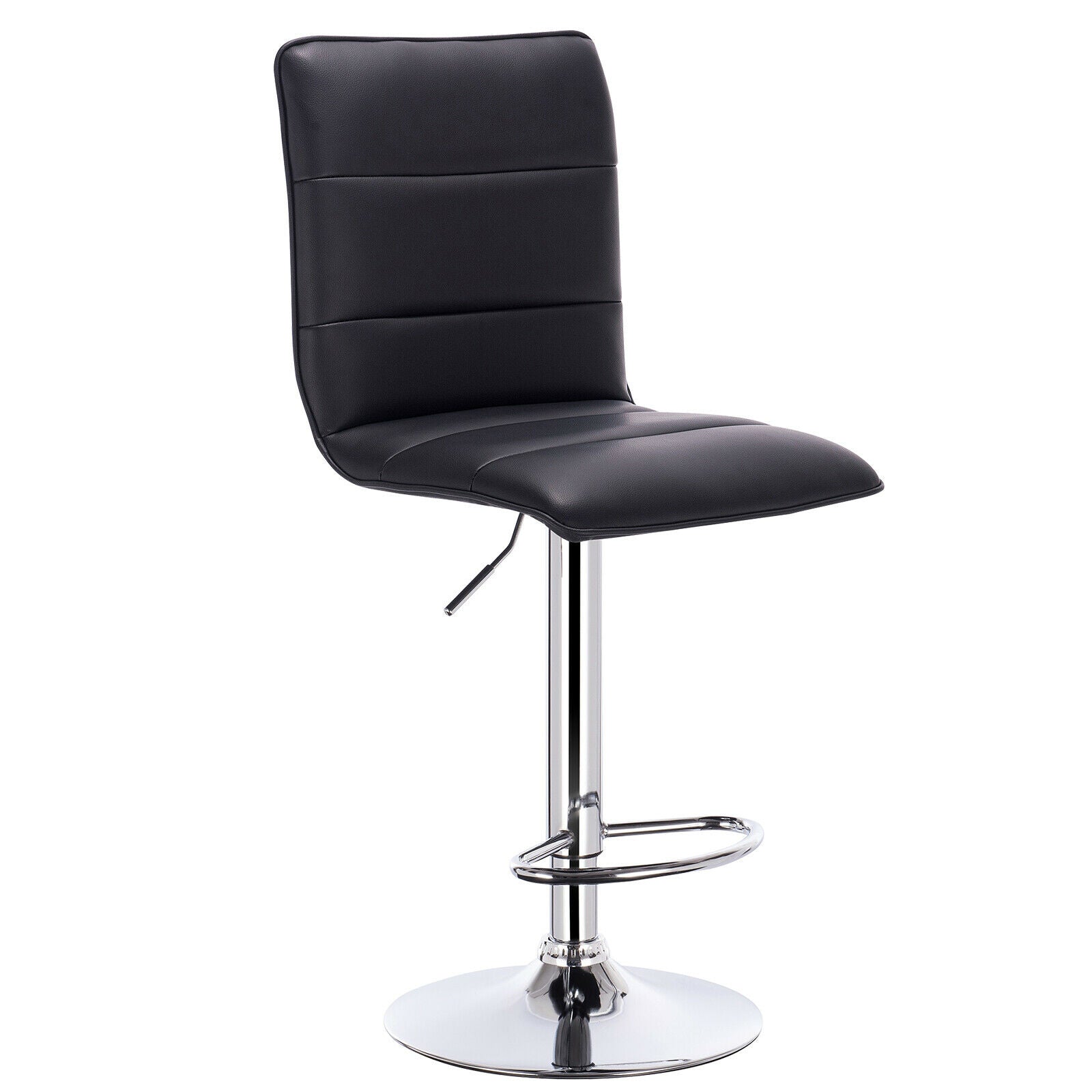 Bar Stool Faux Leather Adjustable Breakfast Chair Swivel Gas Lift Kitchen Black
