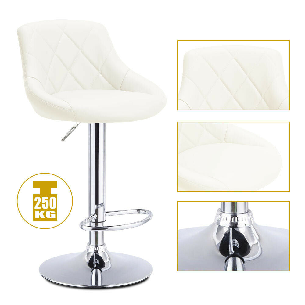2pcs Cream MADRID Gas Lift Faux Leather Bar Stools Home Kitchen Breakfast Bar