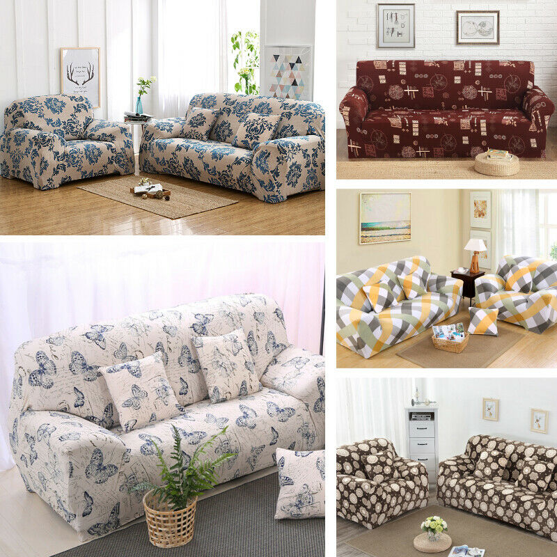 1/2/3 Seater Elastic Floral Sofa Covers Slipcover Settee Stretch Couch Protector