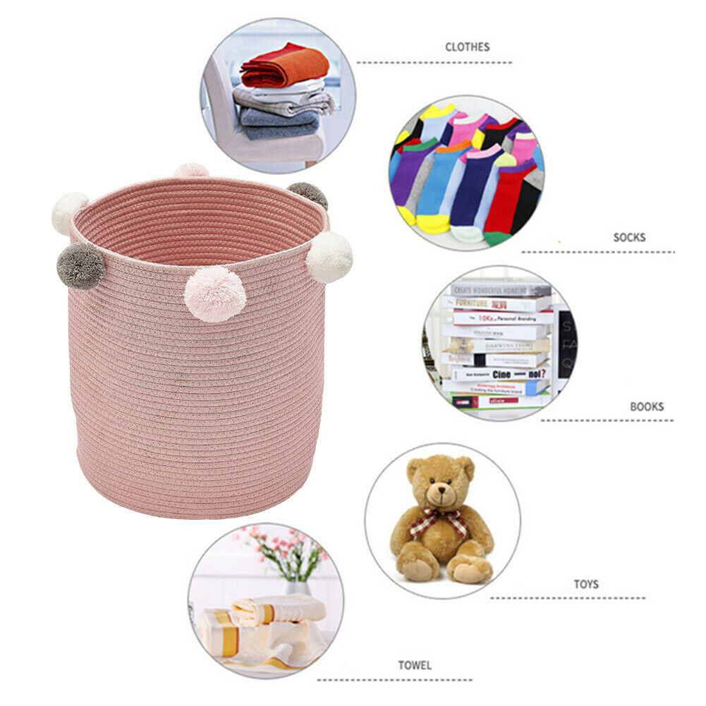 Folding Nordic Laundry Cotton Woven Washing Clothes Tidy Toys Storage Basket Bag