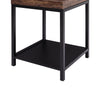 2 Tier Small Coffee Table Retro Tray Top Sofa Side End Table Rustic Wood & Metal