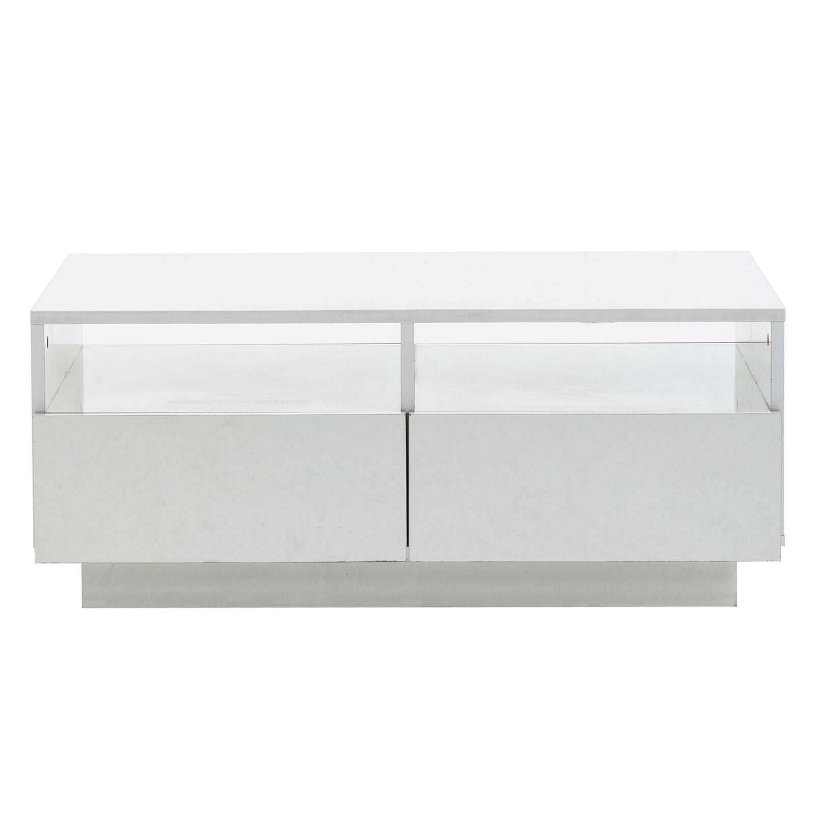 LED Light High Gloss Coffee Table Storage Shelf and 4 Drawers Home Living Room