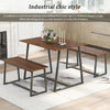 4-Seater Dining Table Set with 2 Benches Breakfast Kitchen Furniture Steel Frame