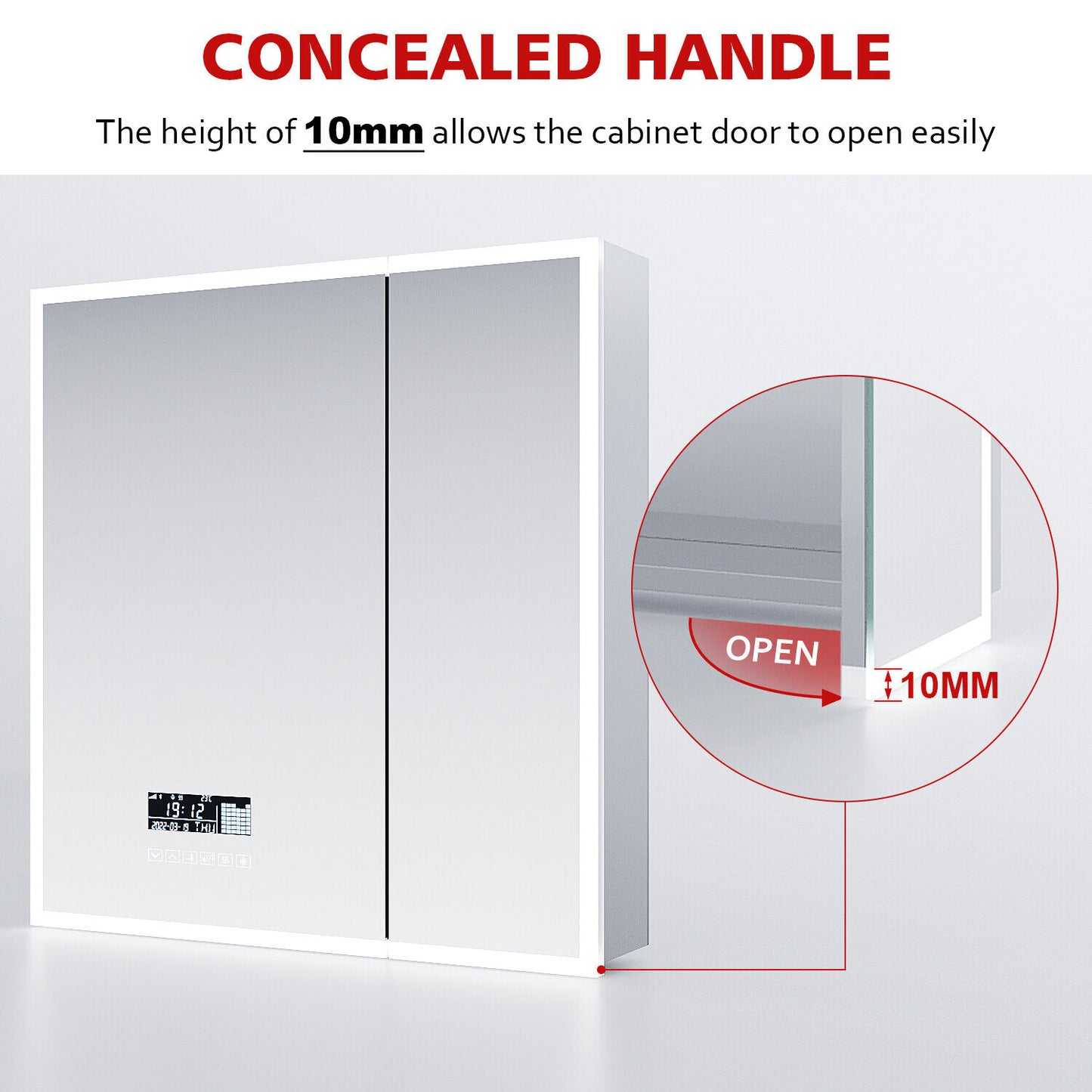 LED Bathroom Mirror Cabinet With Bluetooth Socket Demister 3 Color Light 600x630