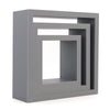 Square Display Shelves Floating Wooden Wall Storage - 3 Sizes - Grey - Set of 3