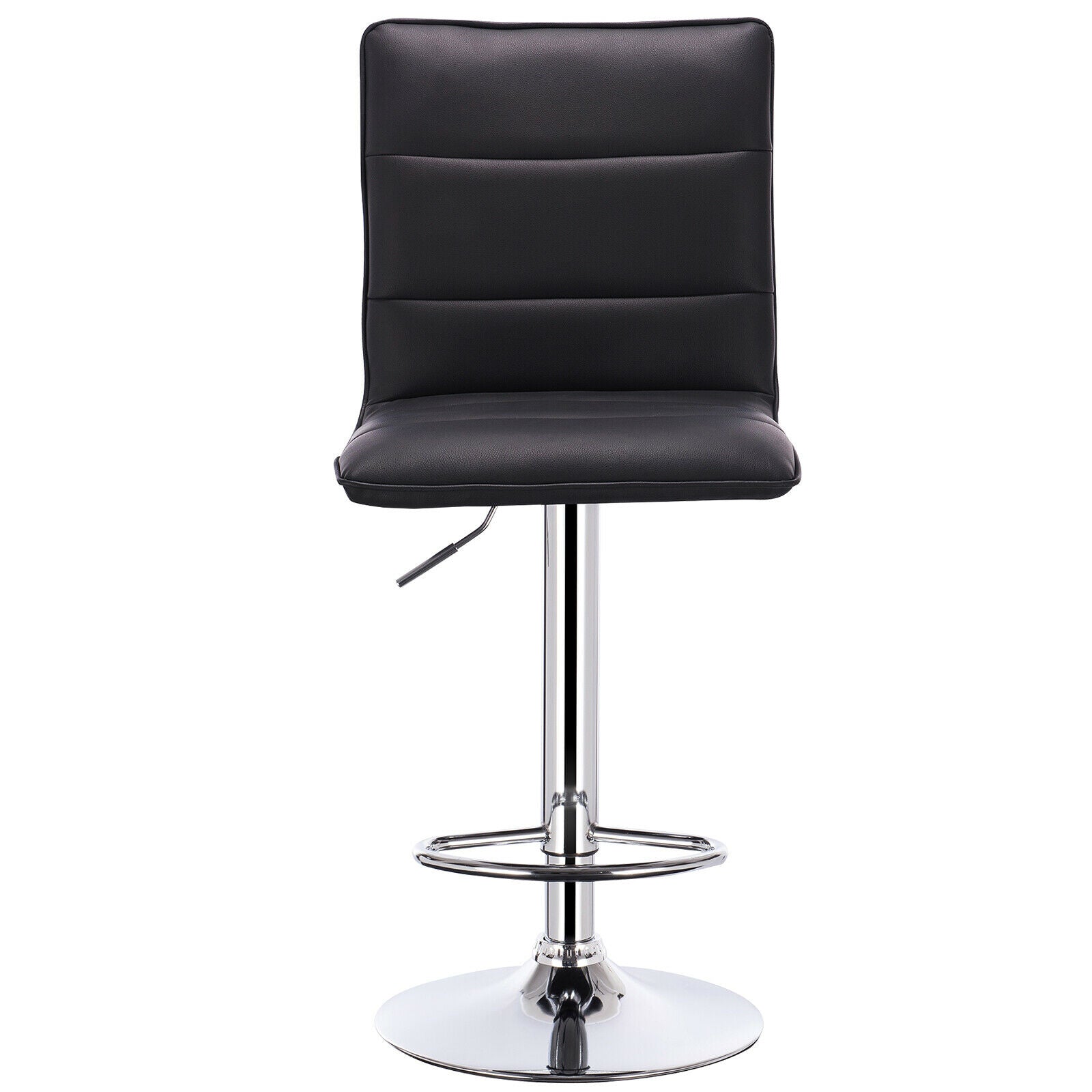 Bar Stool Faux Leather Adjustable Breakfast Chair Swivel Gas Lift Kitchen Black