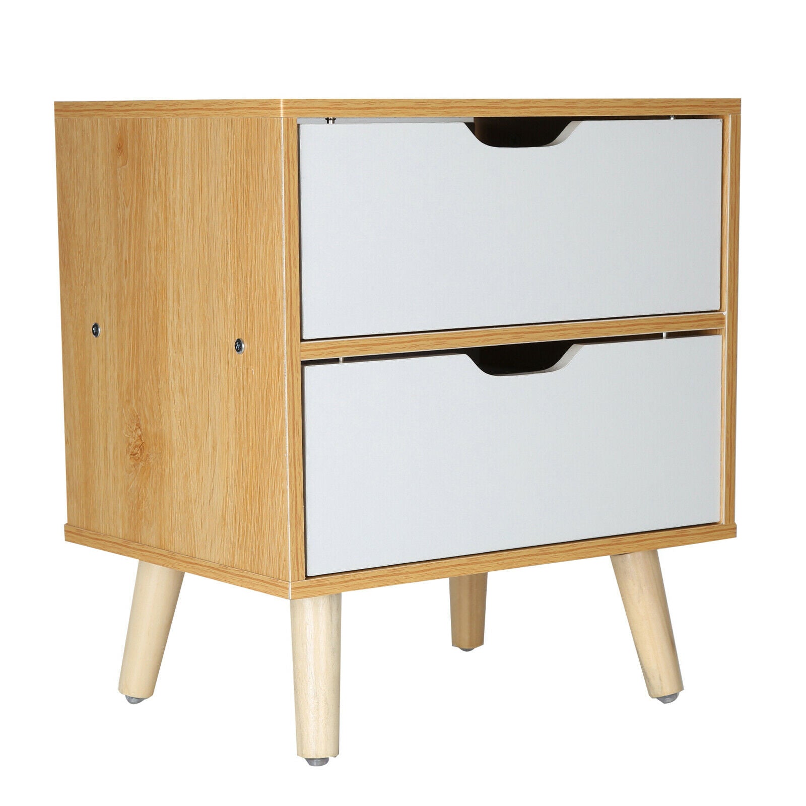 Wooden Bedside Table Cabinet Bedroom Storage Furniture Nightstand with 2 Drawer