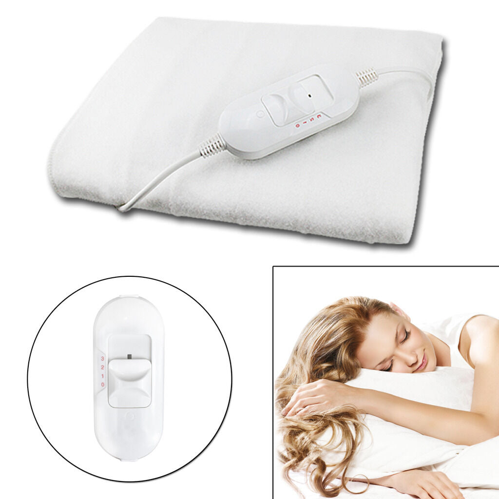 Electric Heated Throw Over Under Blanket Fleece Washable Polyester Warm Mattress