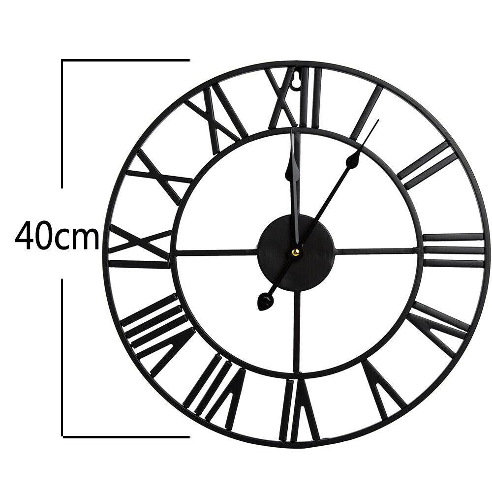 EXTRA LARGE ROMAN NUMERALS SKELETON WALL CLOCK BIG OPEN FACE ROUND 40/60/80CM