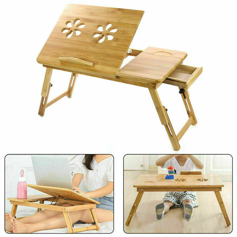 Bamboo Adjustable Portable Laptop Lazy Table Stand Lap Sofa Bed PC Notebook Desk
