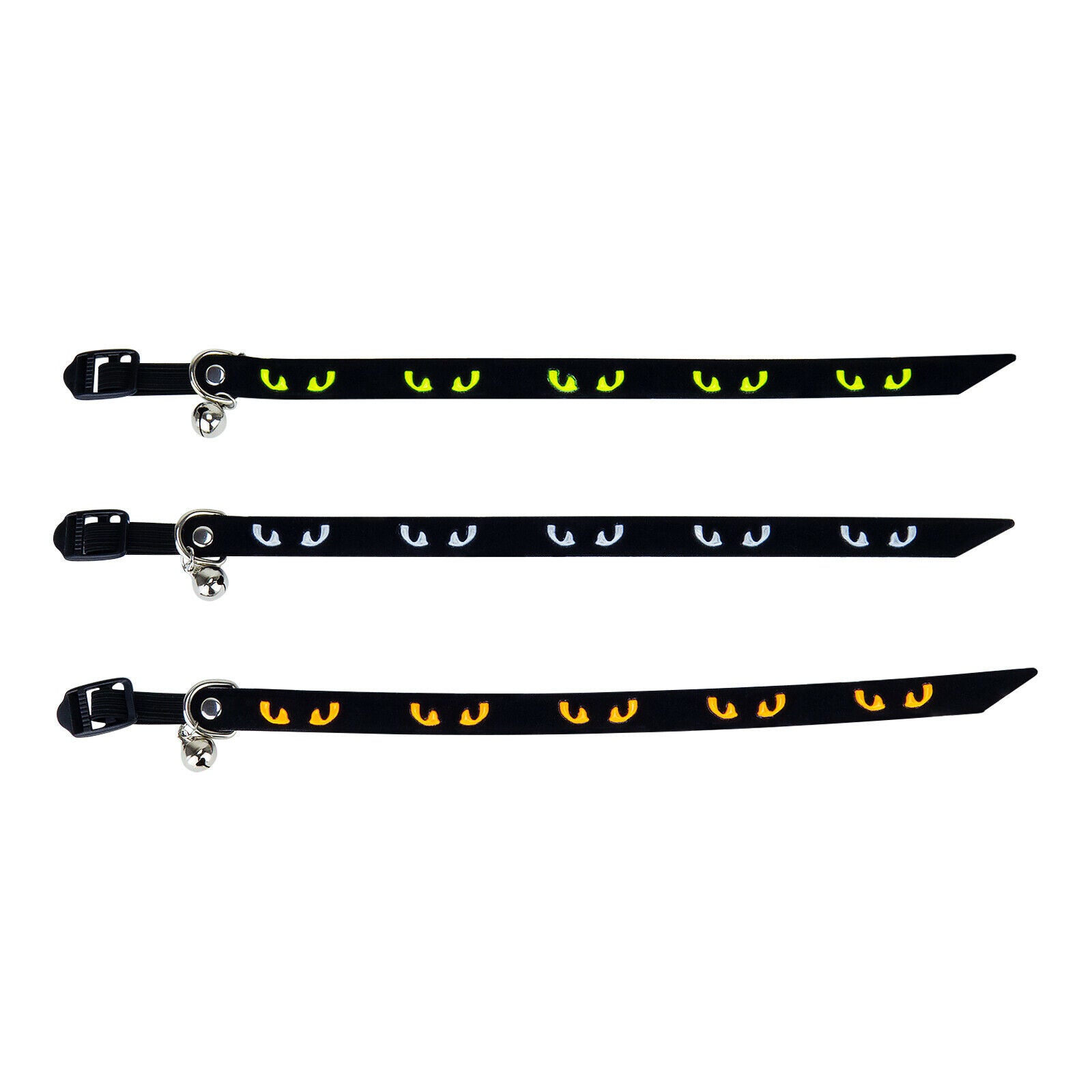 3 X Cat Collar Adjustable Reflective Hi Vis Bright Eye & Jingle Bell Pet Kitten