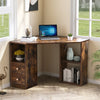 Corner Computer Desk with Drawers & Storage Shelves Home Office Study Table HT