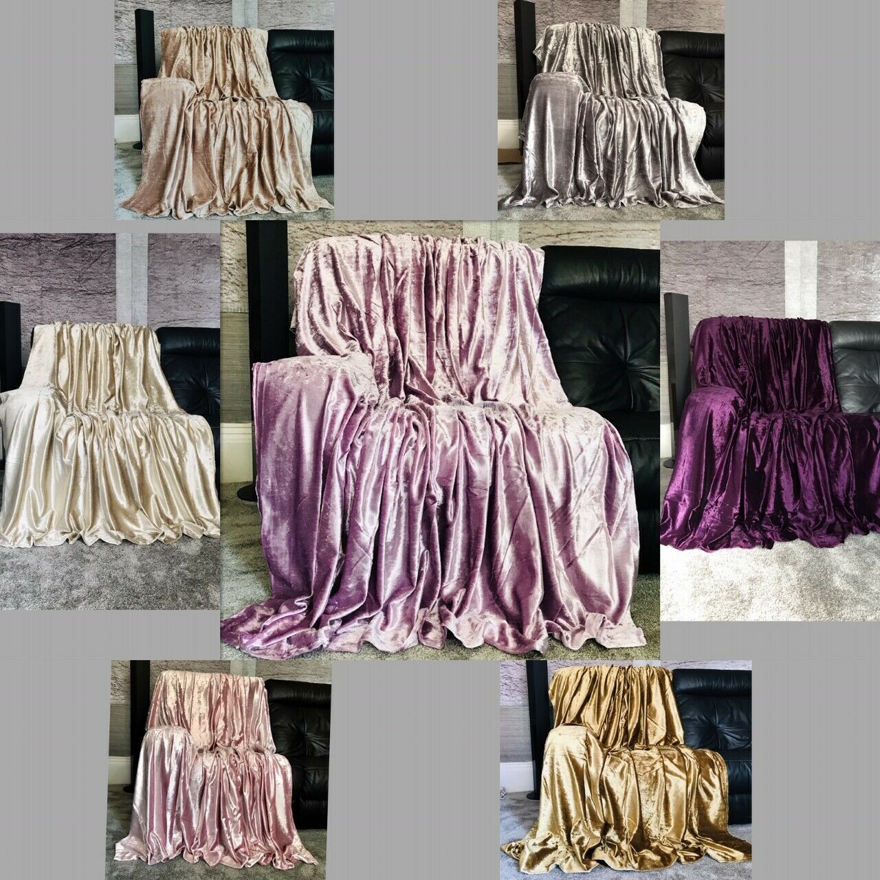 Throw over bedspread Shiny Crushed Velvet Sofa or bed Cushion Cover 8 colours