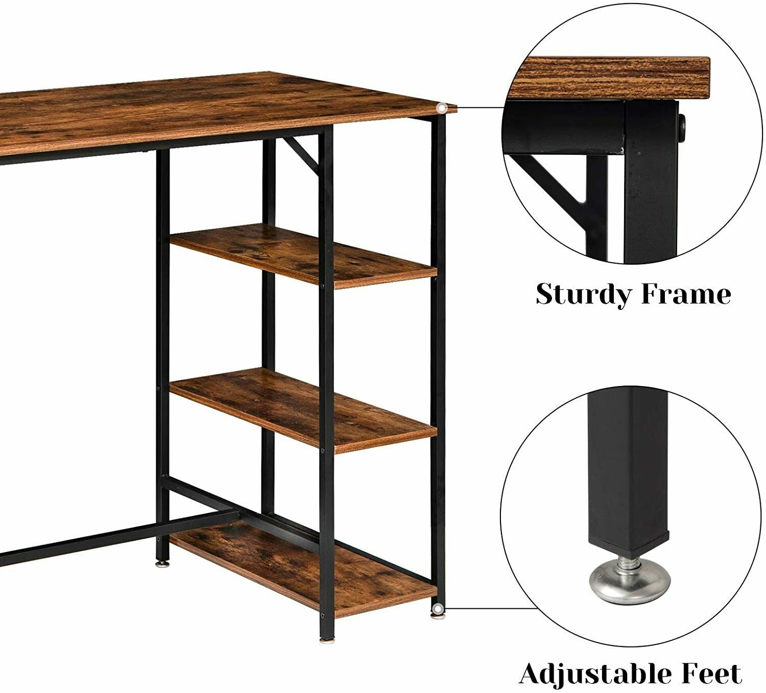 Home Table and 2 Stools, Industrial Dining Table Set Breakfast Bar Table& Stools