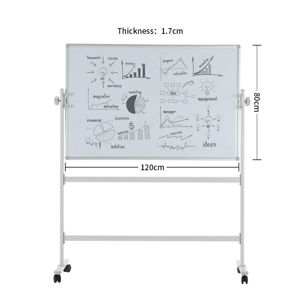Magnetic Whiteboard Mobile Revolving Double Sided White Board Easel St –  Quildinc