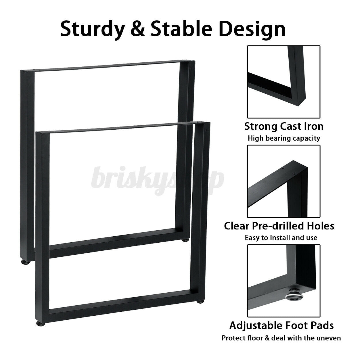 2x Industrial Steel Table Legs Metal Square Shape Dining/Bench/Coffee Table Desk