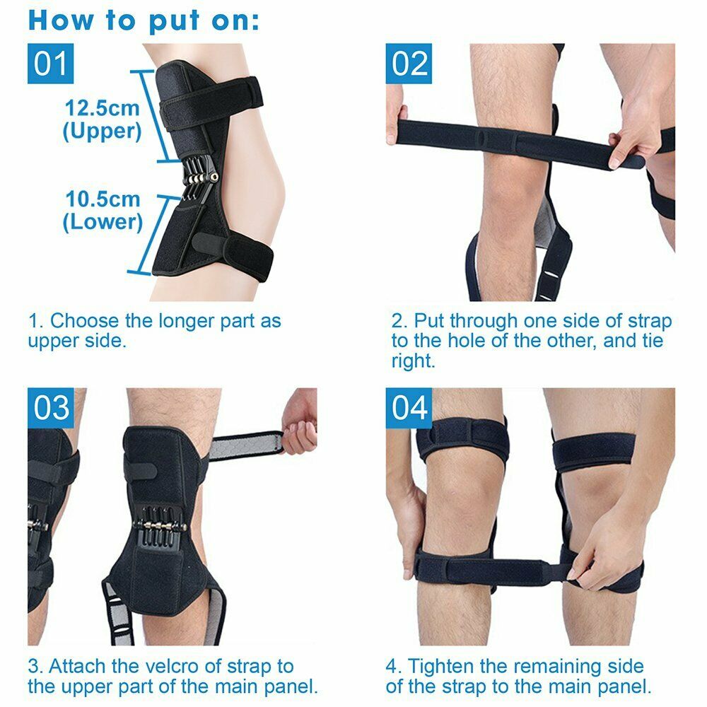 2x Power Lift Joint Support Knee Brace Pad Rebound Spring Force Running Kneepad