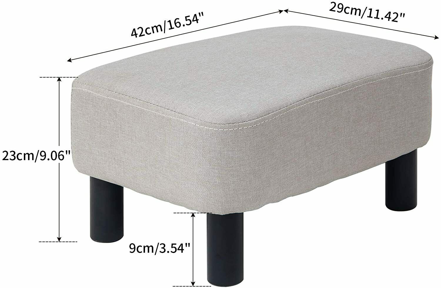 Linen Fabric Padded Stool Bench Footstool Pouffe Ottoman Living Bedroom Footrest