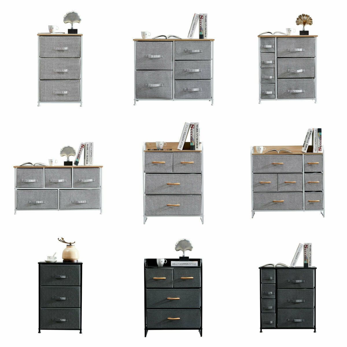 Fabric Chest of Drawers Cabinet Storage Unit Bedside Table with 2/3/4/5Drawers