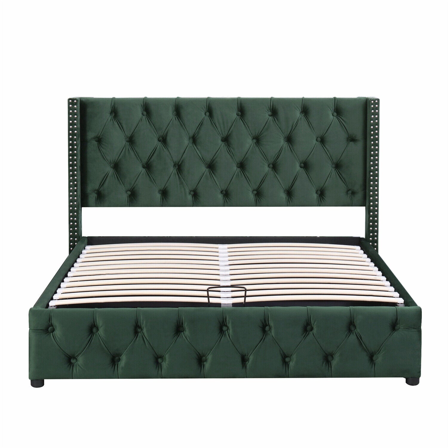 Ottoman Bed Frame Storage Bed 135x190cm Double Size Fabric Velvet Upholstered HT