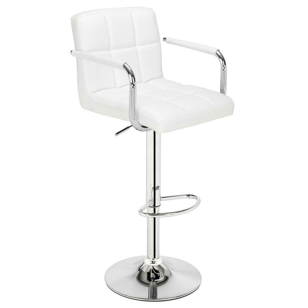 2×Bar Stools Leather Chairs Breakfast Chairs Swivel Gas Lift Kitchen with Arm