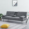 3 Seater Click-Clack Leather Fabric Sofa Bed with 2 Drink Holder Recliner Home