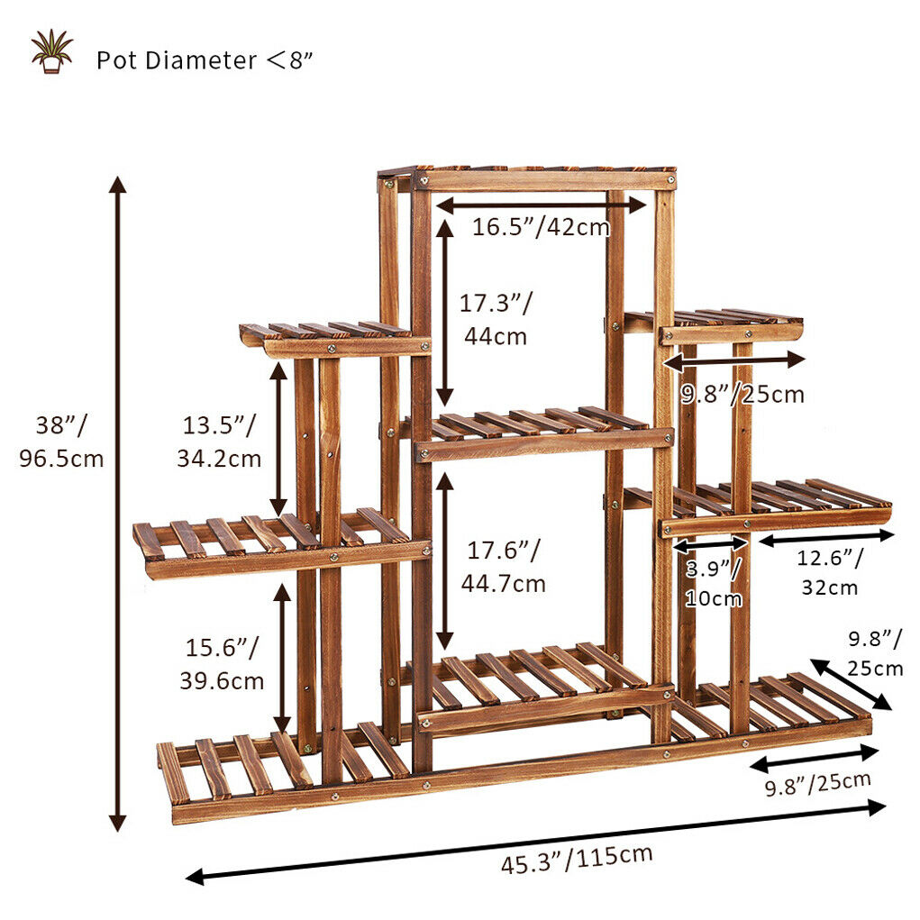 Wooden Plant Stand 6 Tiers Updated Solid Pot Shelf Flower Bonsai Rack Display UK
