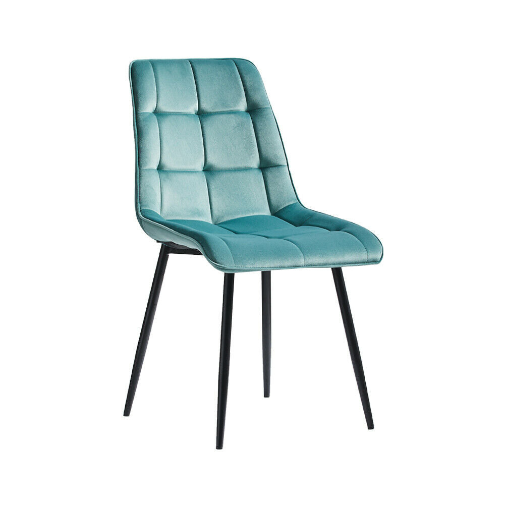 2× Modern Kitchen Dining Chairs Velvet Padded Seat Office Living Room Chair Set