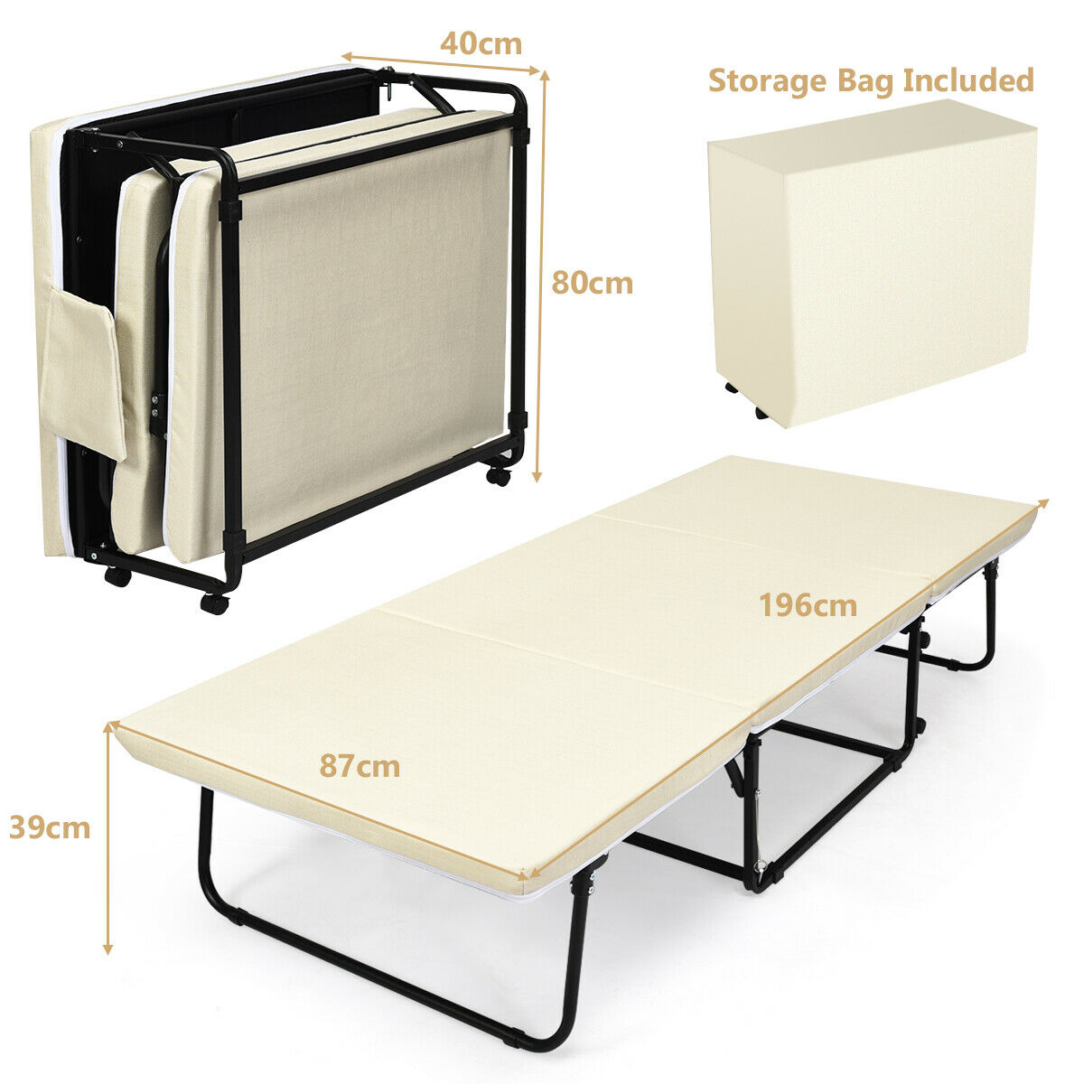 3 IN 1 Sofa Bed Folding Lounge Chair Sleep Convertible Chair Height Adjustable