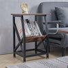 Retro Side End Coffee Table With Magazine Rack Bookshelf Lamp Table Nightstand