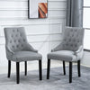 2x Velvet Dining Chairs with Rivets Knocker Home Dining Room Kitchen Silver Grey