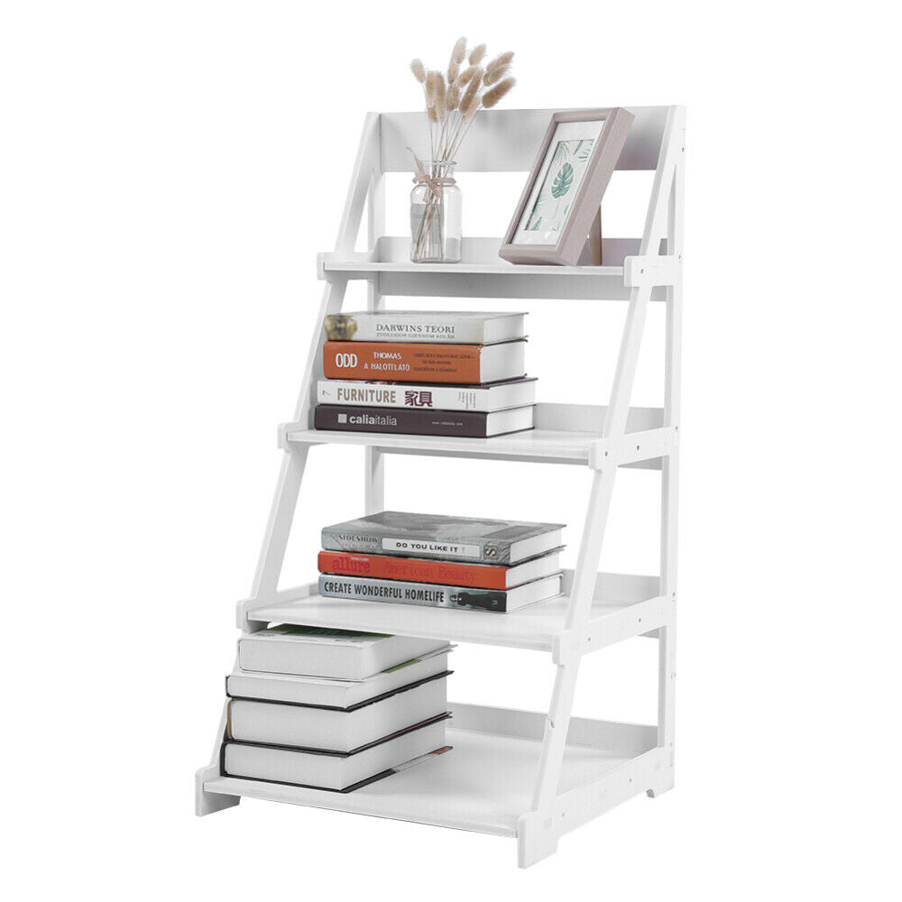 4 Tier Ladder Shelf Storage Shelving Unit Bookcase Rack Shelves Display Stand UK
