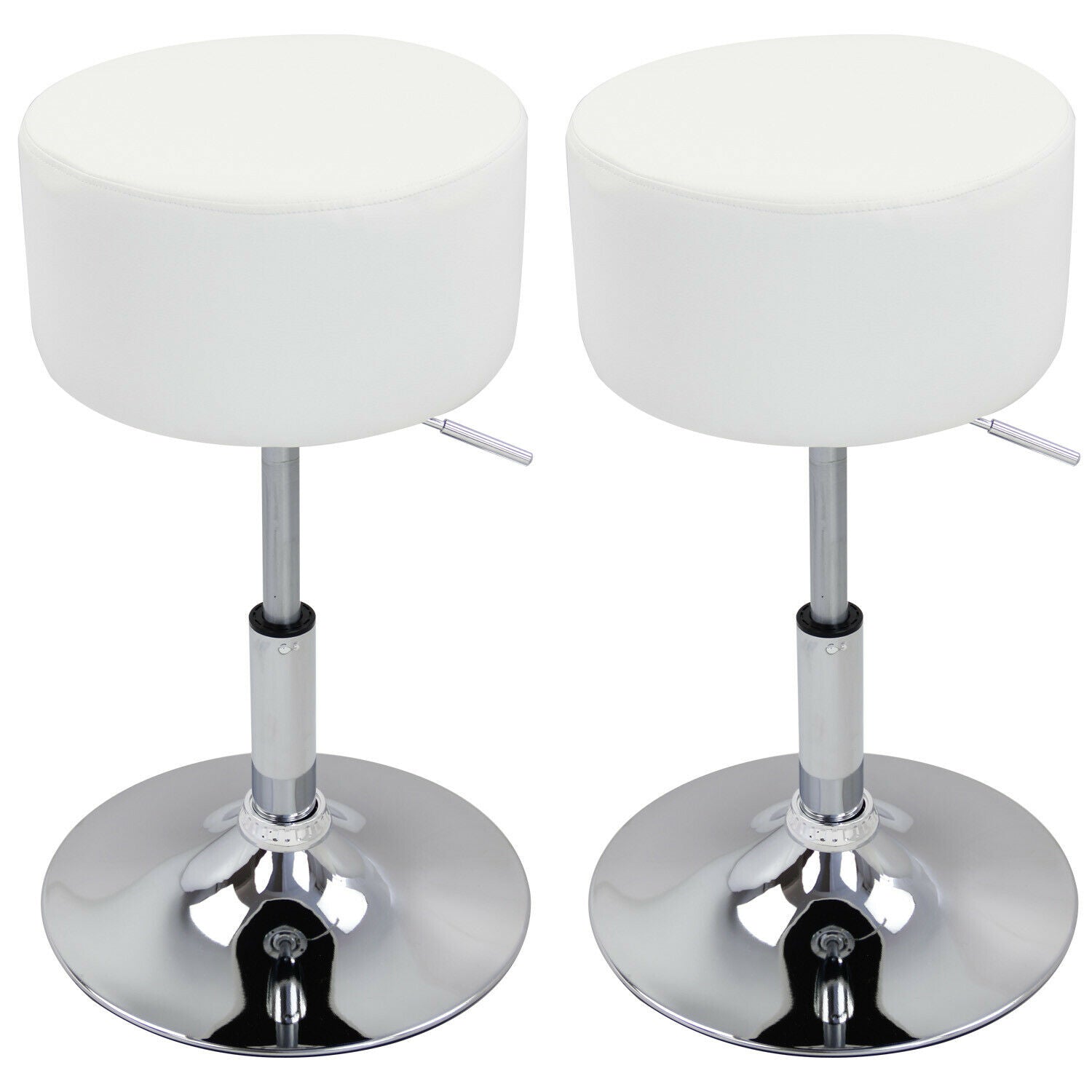 1/2x Bar Stool Gas Lift Swivel Stool Club Cafe Breakfast Chair PU Leather Metall