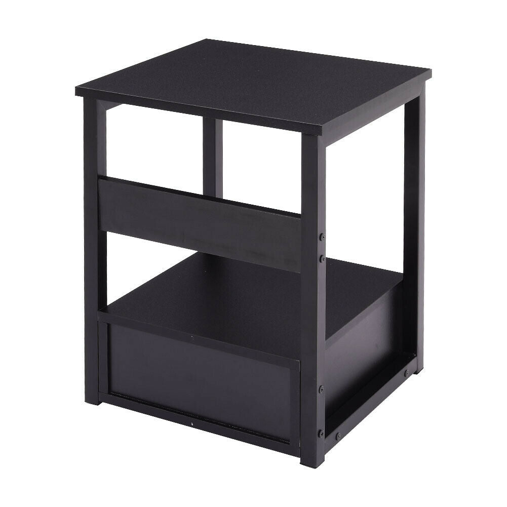 Industrial Bedside Table 1 Drawer Open Shelf Nightstand End Side Cabinet Tables