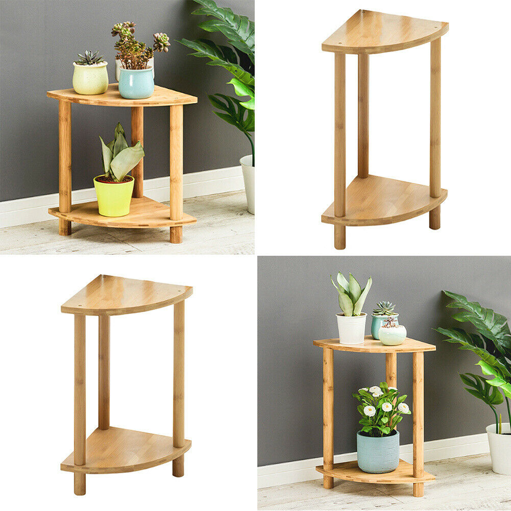 2 Tier Corner Rack Storage Shelves Sofa Side End Coffee Table Plant Holder Stand