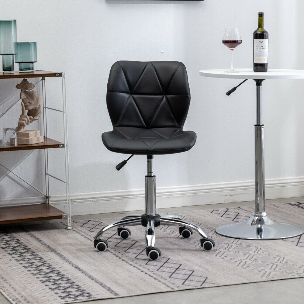 2x Cushioned Computer Desk Office Chair Chrome Legs Lift Swivel Adjustable Small