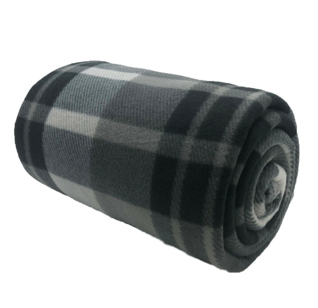 Tartan Fleece Throw Soft Warm Check Sofa Home Bed Blanket Car Travel Large Cover