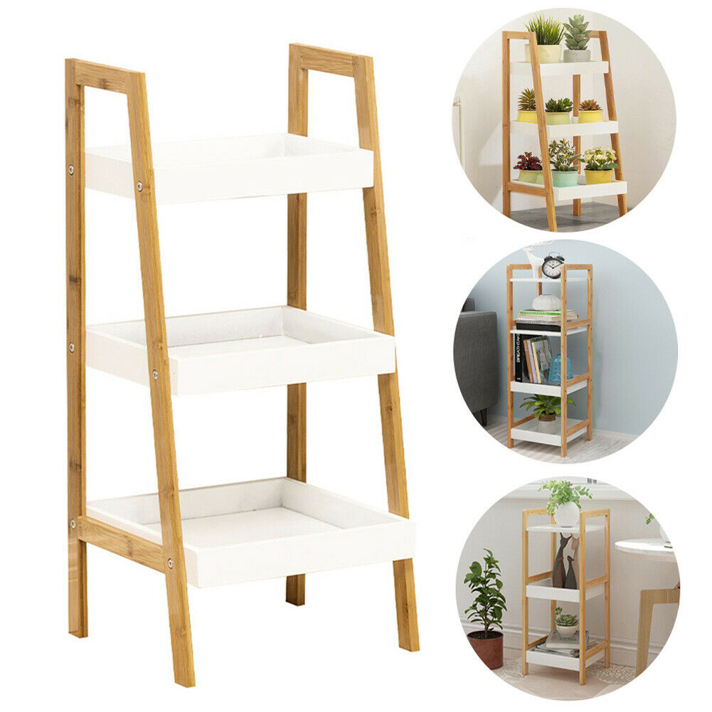 3/4 Tier Plant Pots Ladder Shelf Storage Unit Display Stand Bathroom Rack