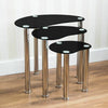 Nest Of Tables  Cara Luna Neptune 3 Set Unit Glass Stainless Steel Side End