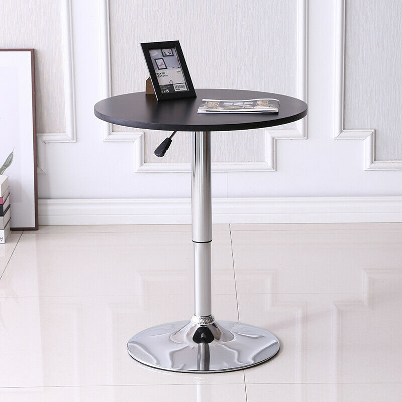 Bar Table Side Breakfast Table Adjustable Chrome 360 Swivel Bistro Black/White